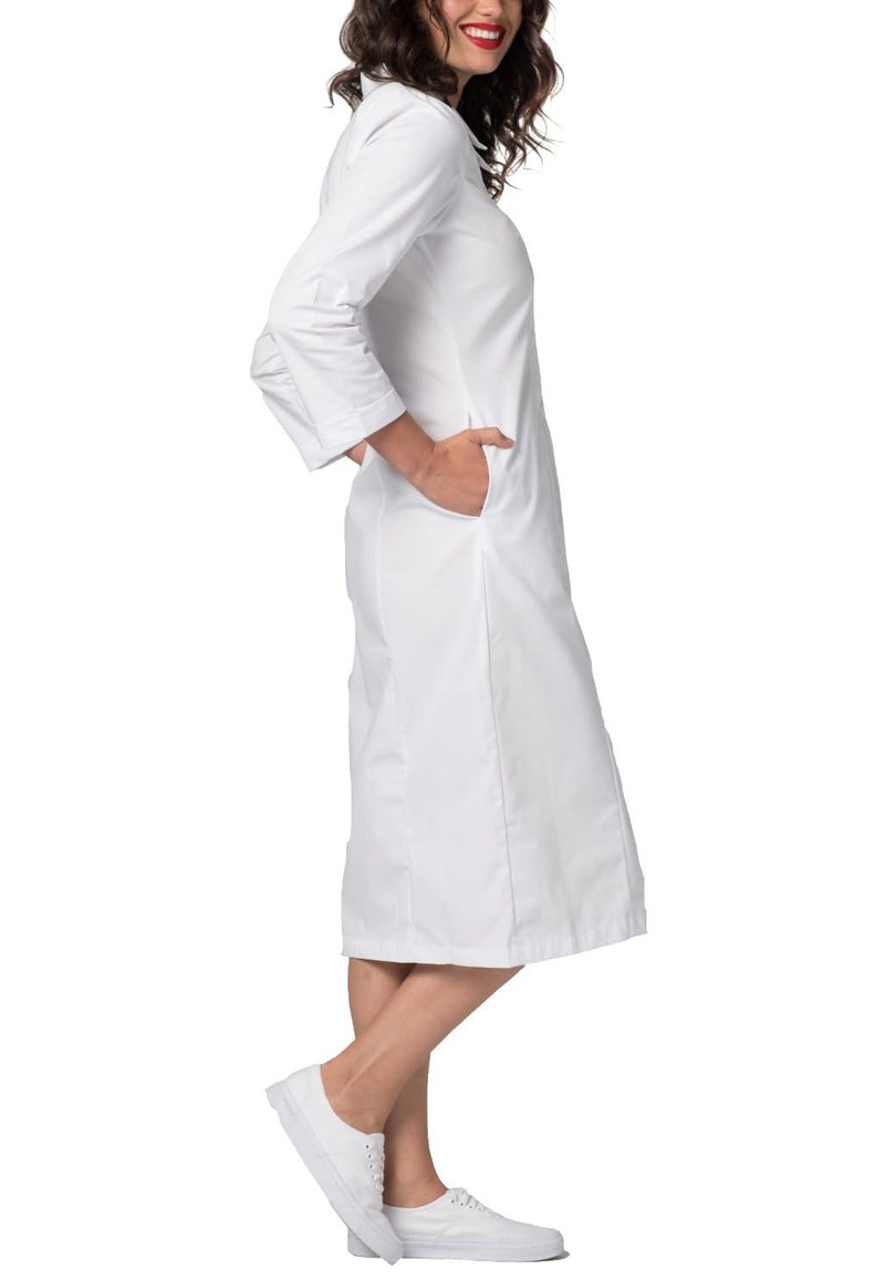 Adar Uniforms, Universal Scrub Dress for Women - Embroided Collar Dress - 2801 - White - 18 - Image 3